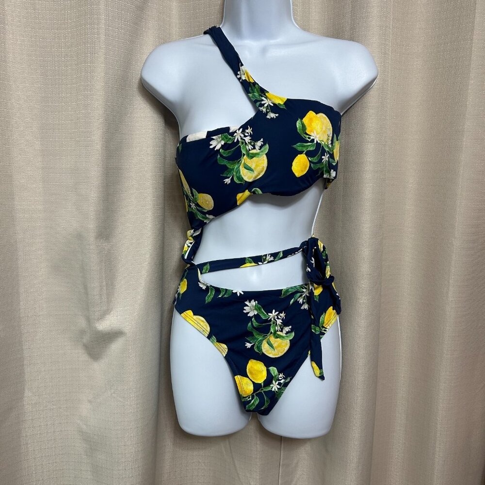 Wet Swimwear Monokini One Piece Swimsuit Women's Size Large Navy Lemons NWT